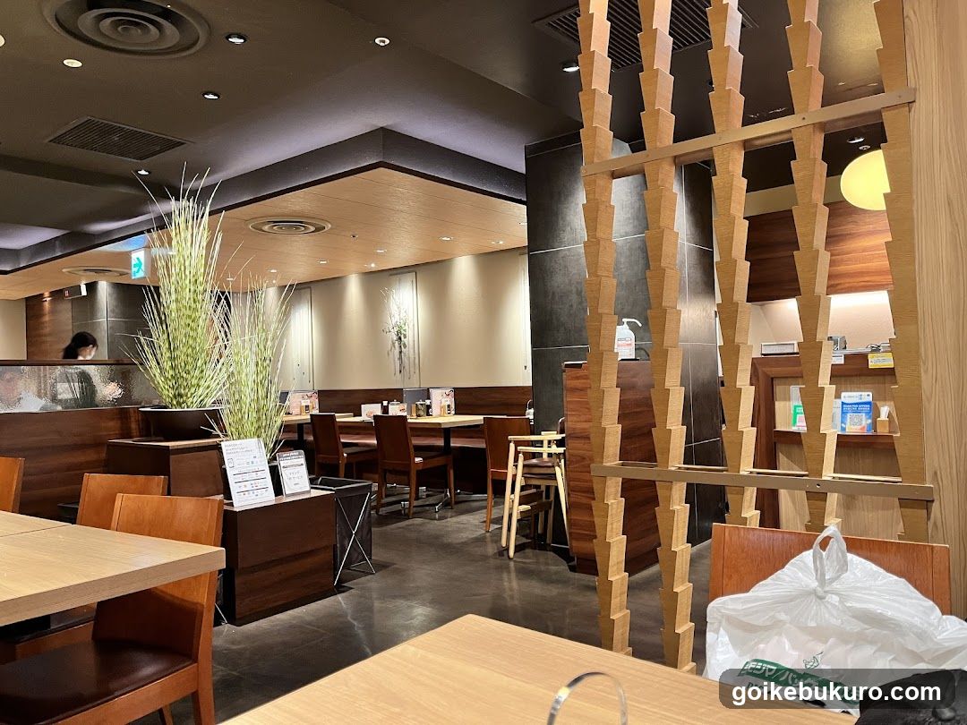 Restaurant Interior with Wooden Decor and Seating Area