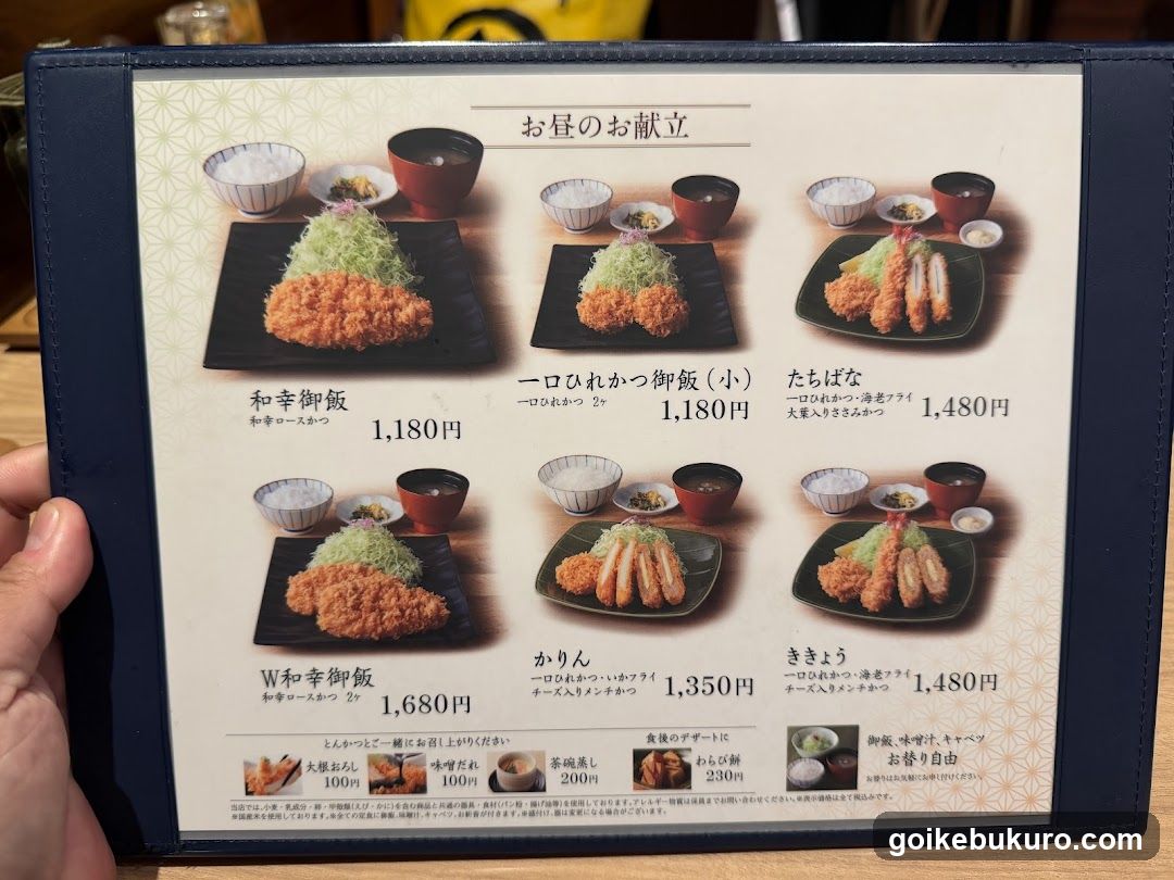 Japanese Lunch Menu