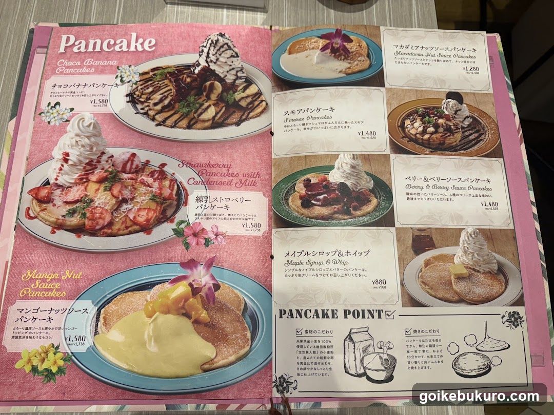 Pancake Menu