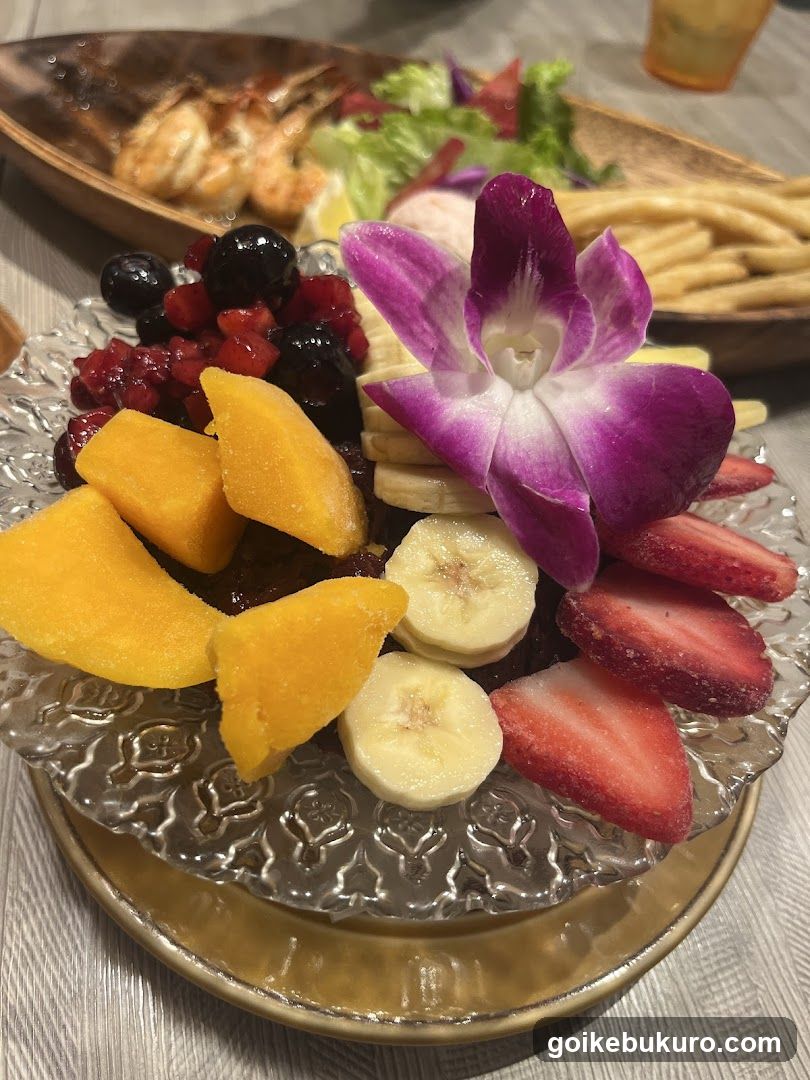 Fruit Platter with Salad and Shrimp