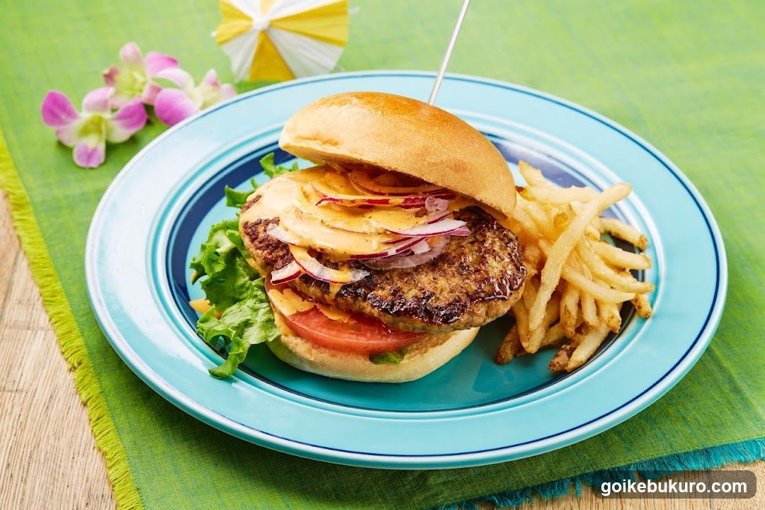 Hawaiian-style Burger with Fries