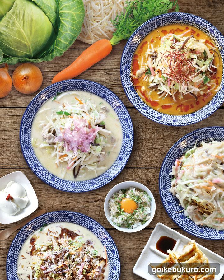 Japanese Salad and Dumpling Spread
