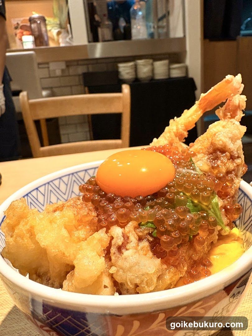 Tempura Bowl with Roe and Egg Yolk