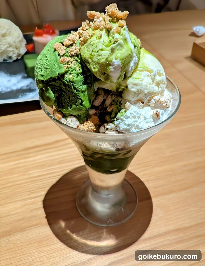 Matcha Ice Cream Sundae with Toppings
