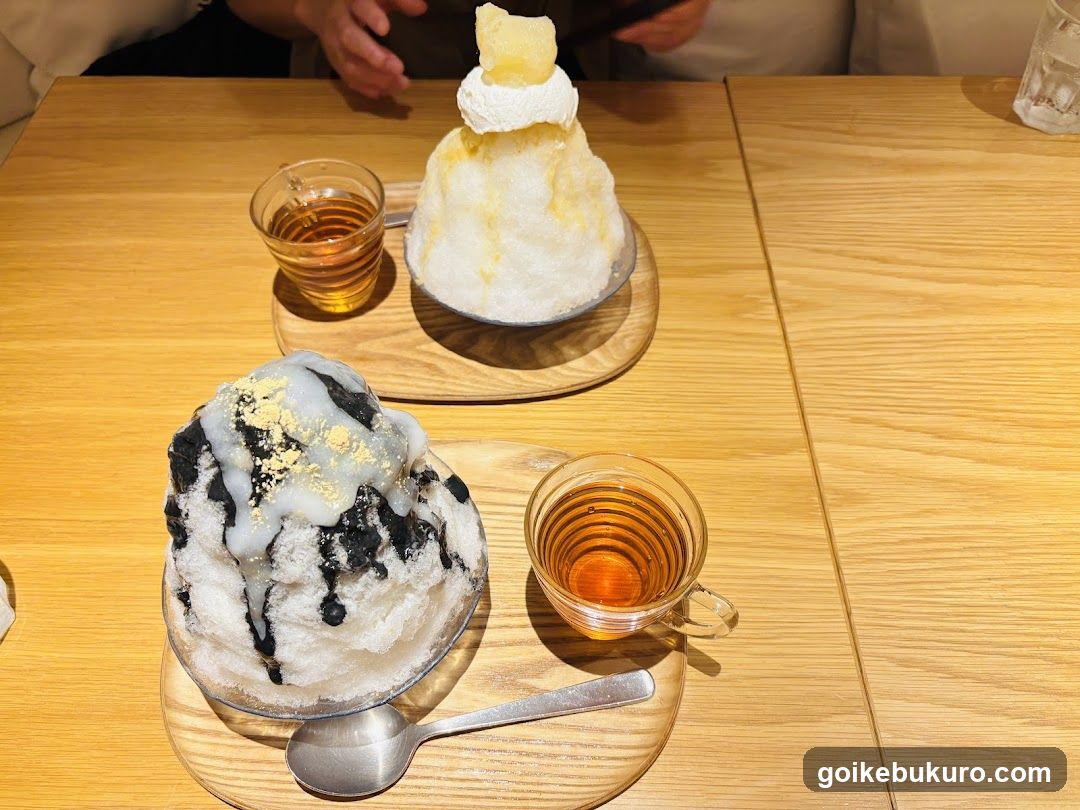 Bingsu Desserts on Wooden Table