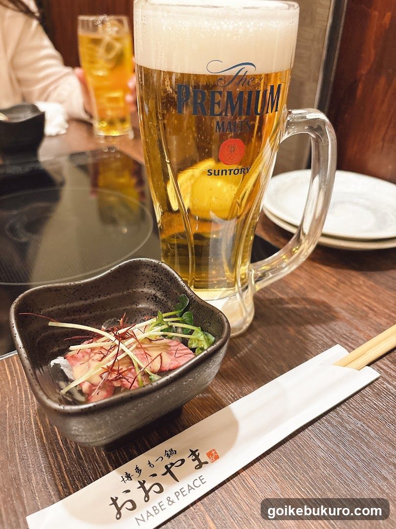Suntory Premium Beer and Appetizer at Nabe & Peace