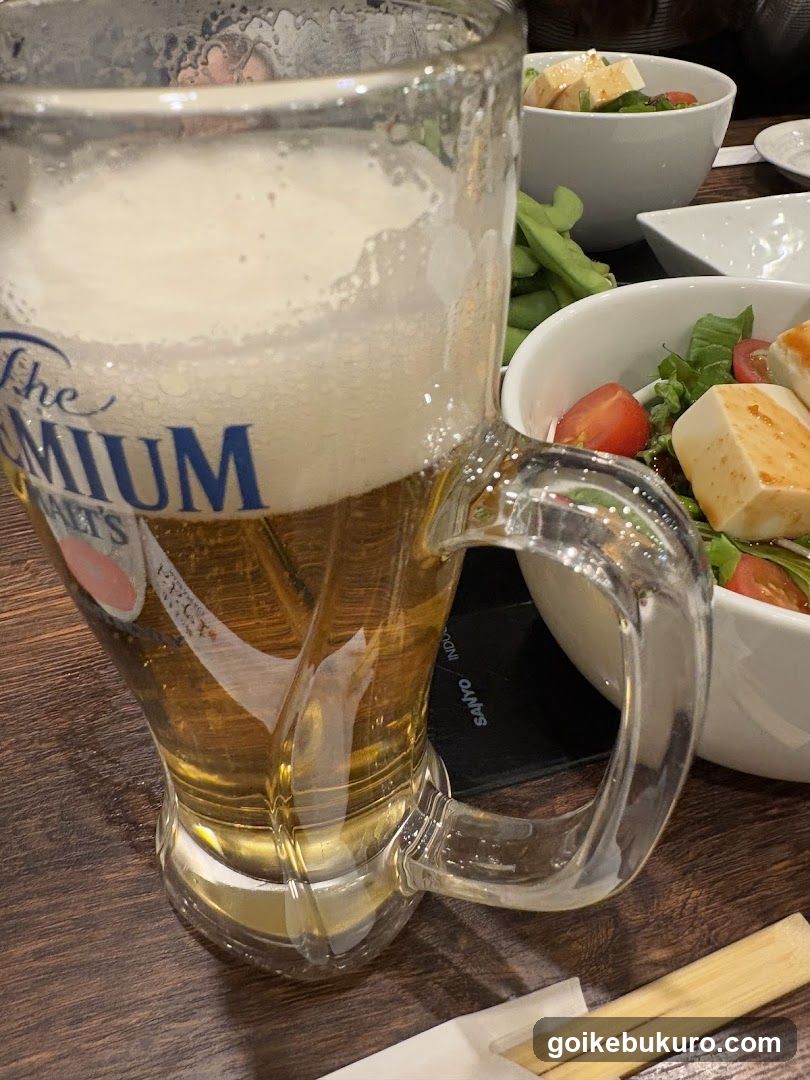 Beer and Salad at Restaurant