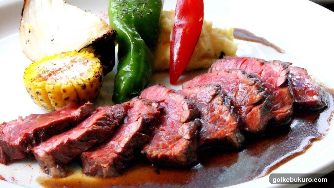 Sliced Steak with Vegetables and Sauce