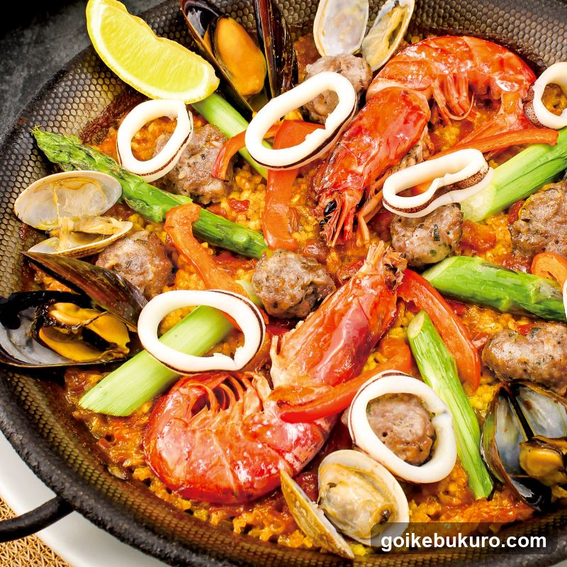 Seafood Paella with Prawns and Clams