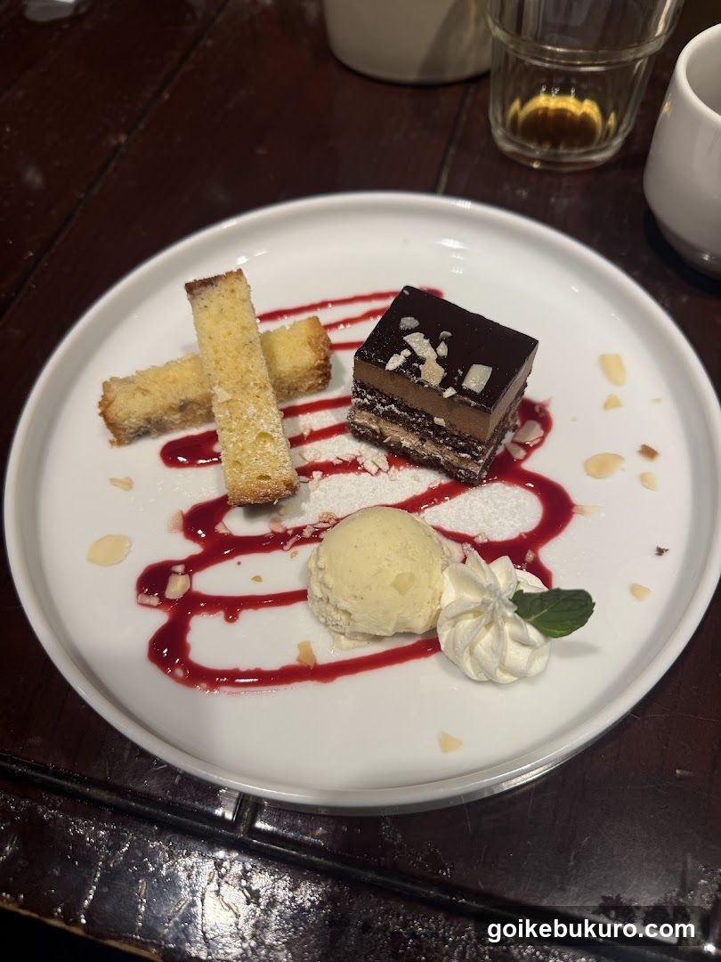 Dessert Plate with Ice Cream and Cake