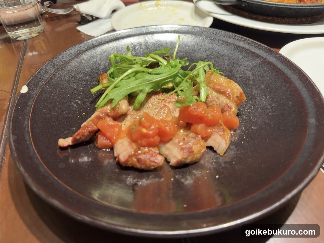 Grilled Meat with Tomato Salsa and Arugula