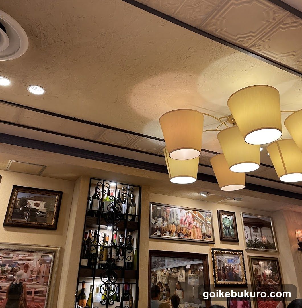 Restaurant Interior with Wine Rack and Wall Art