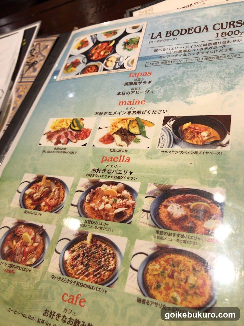 La Bodega Curs Menu