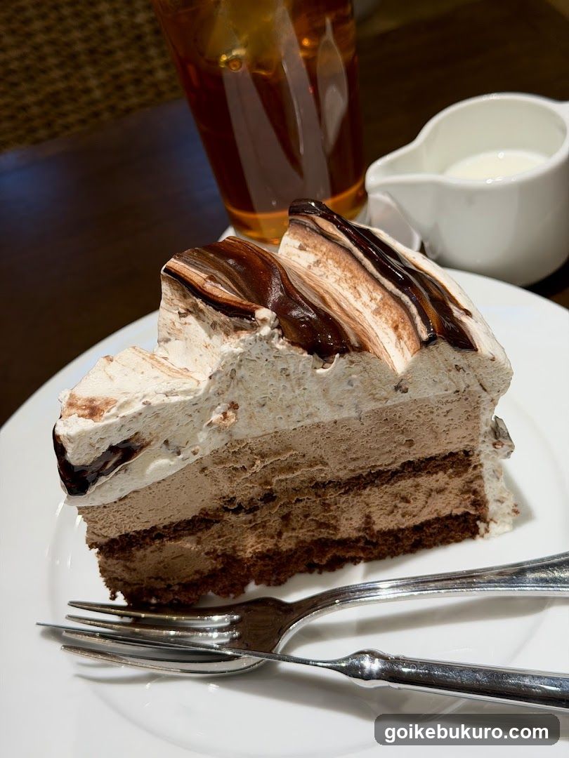 Chocolate Cake Slice with Iced Tea
