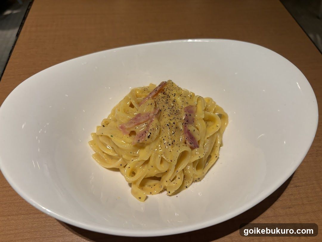 Pasta dish in white bowl
