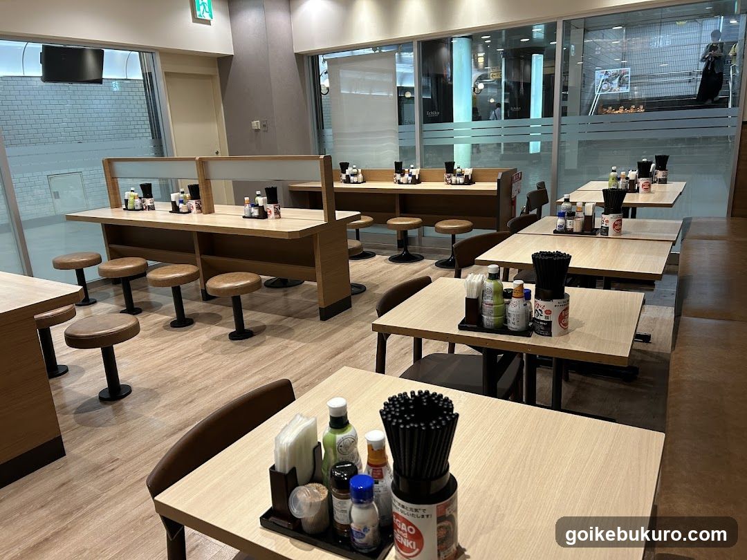Restaurant Interior with Tables and Condiments