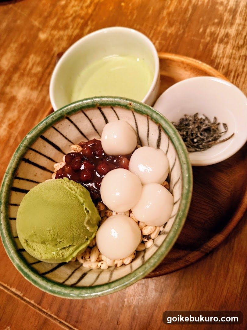 Dessert Bowl with Matcha Ice Cream and Tama Mochi