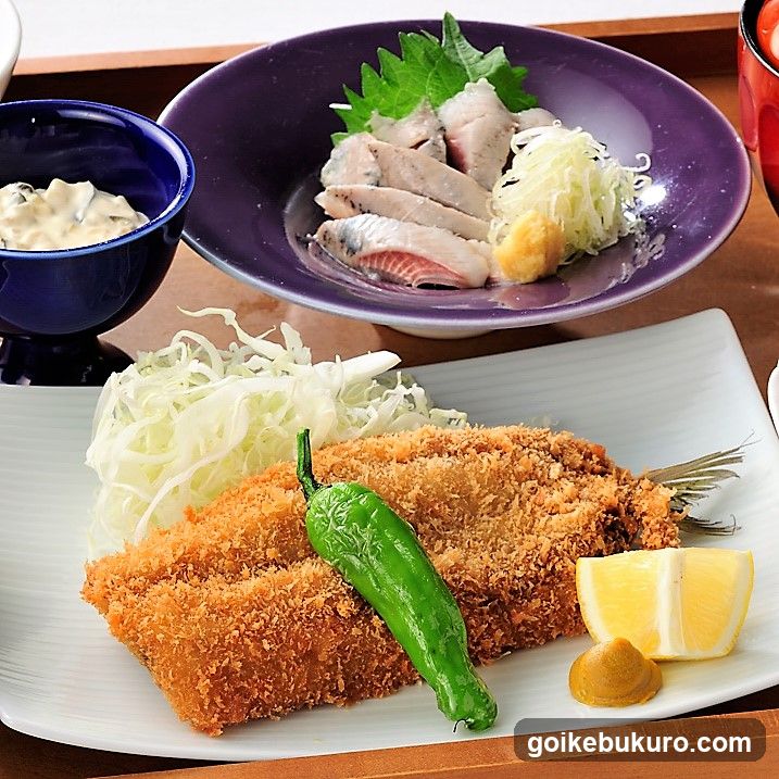 Japanese Fried Fish with Cabbage and Sauce