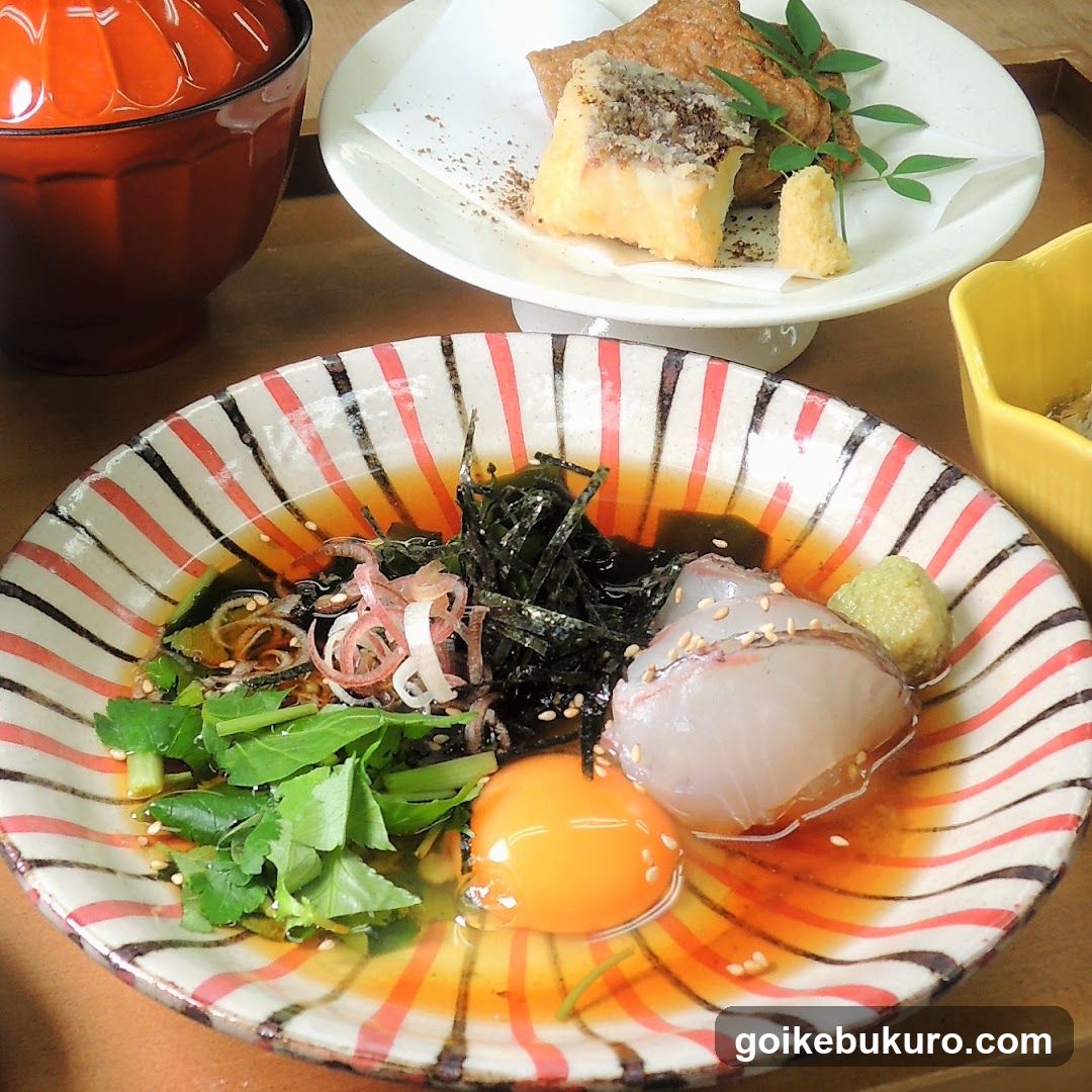 Japanese Food Platter with Raw Egg and Fish
