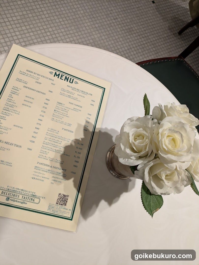 Menu and Flowers on Table