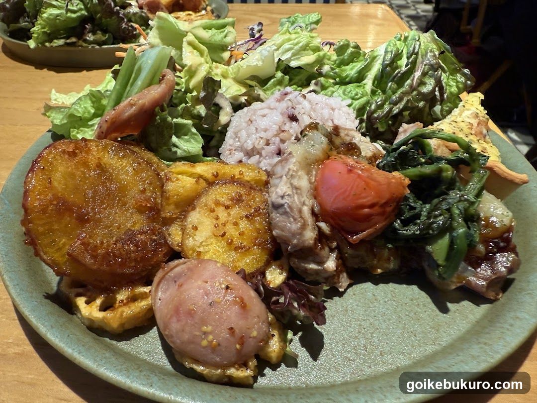 Healthy Meal Plate with Salad and Rice Bowl