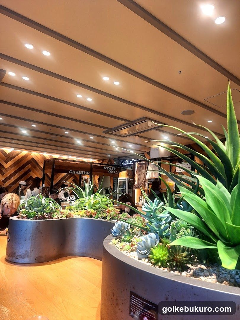 Indoor Plant Display with Storefront Background