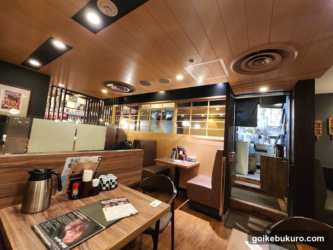 Restaurant Interior with Wooden Decor and Menu Display
