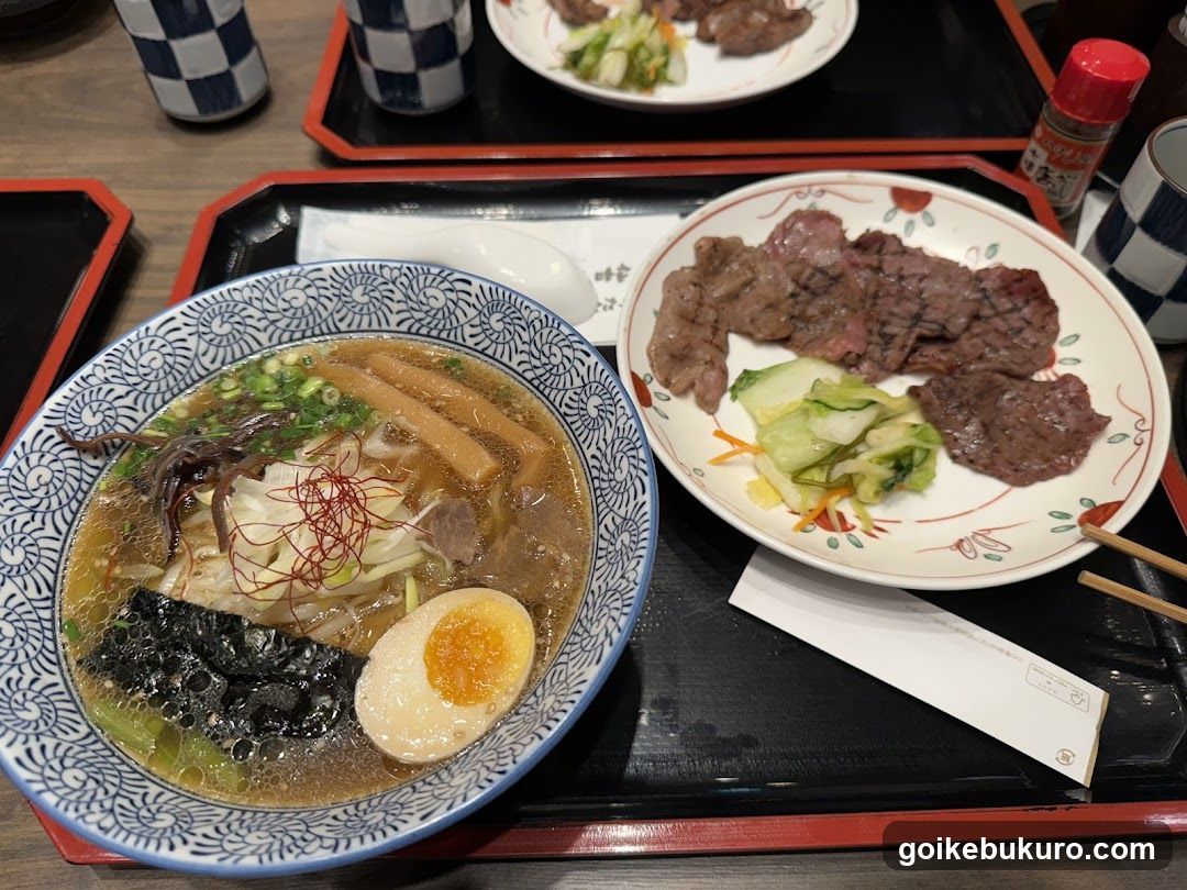 Ramen Meal with Beef Sides