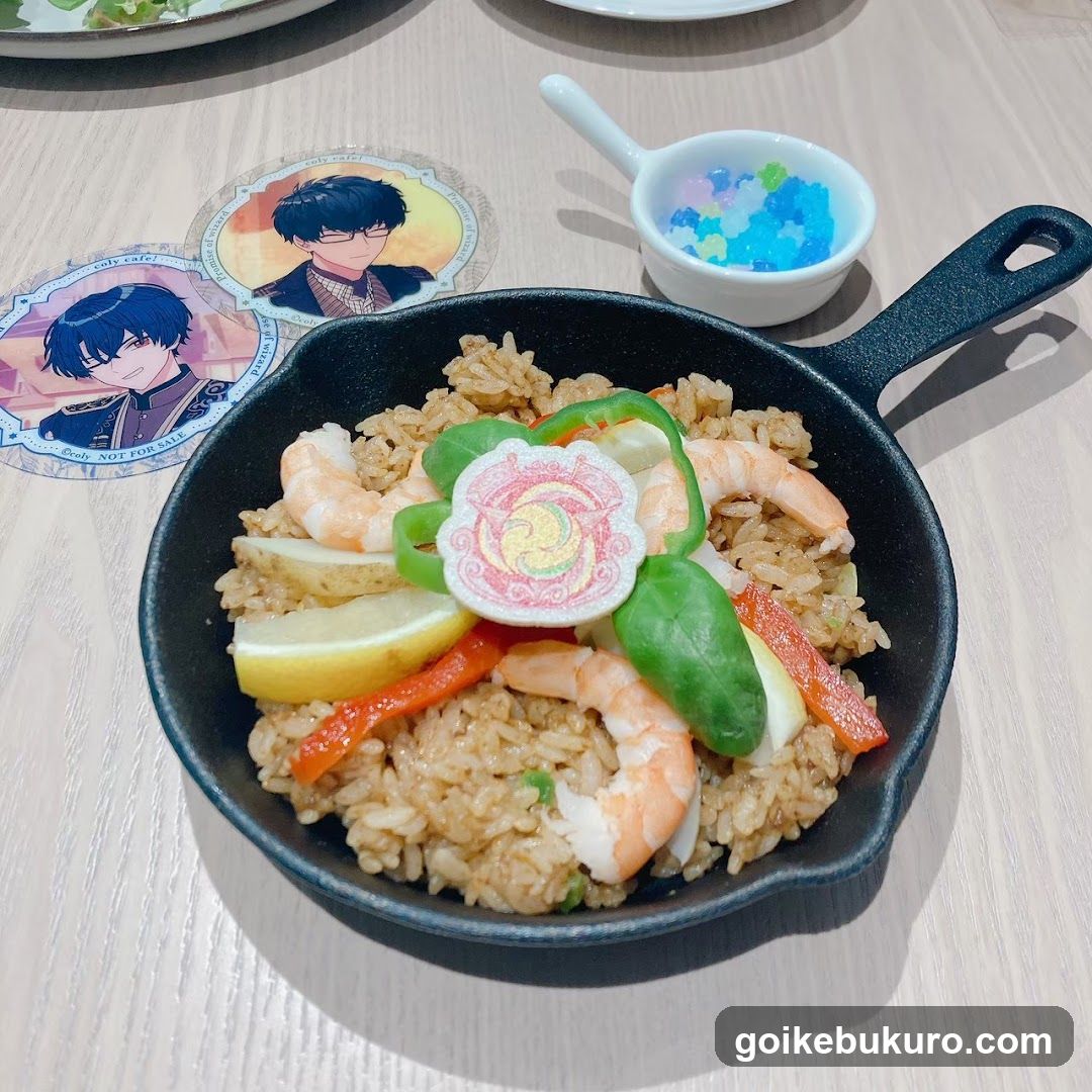 Fried Rice with Shrimp and Vegetables in Skillet