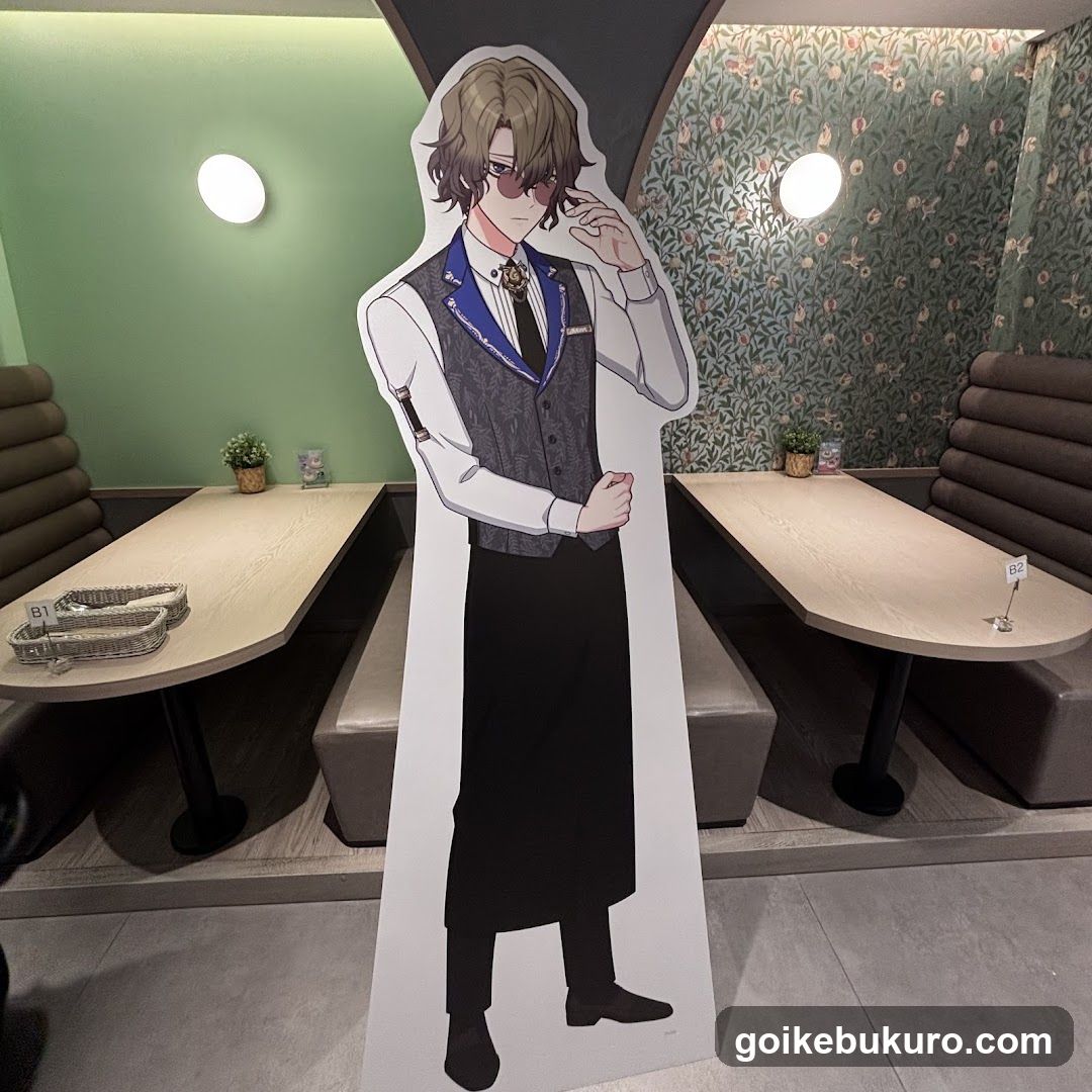 Anime Character Cutout in Cafe Interior
