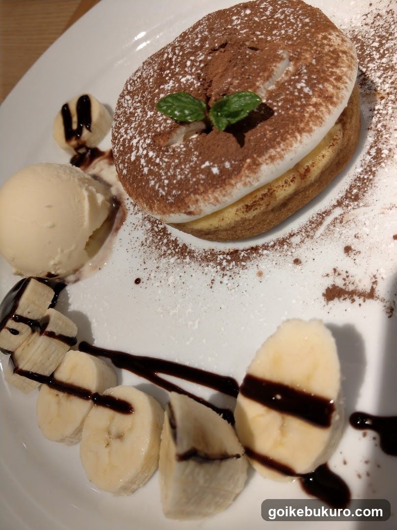 Dessert Plate with Pancake and Ice Cream
