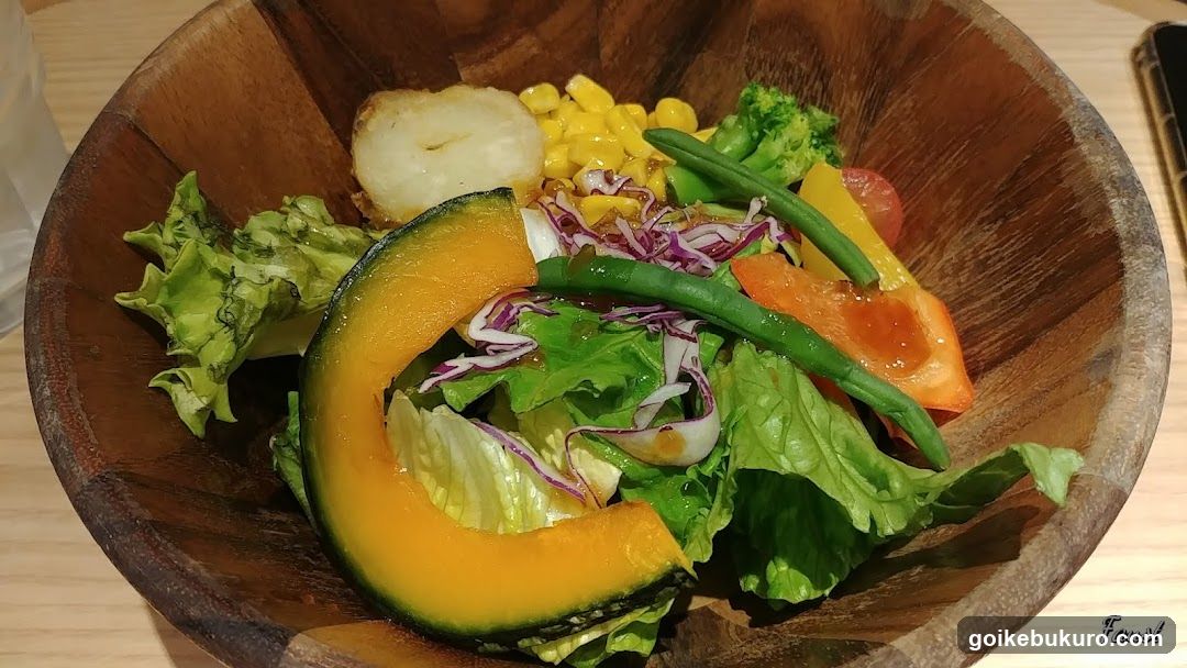 Wooden Salad Bowl with Fresh Vegetables