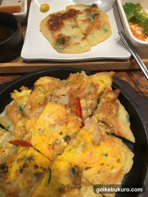 Korean Pancakes and Fried Egg Dish