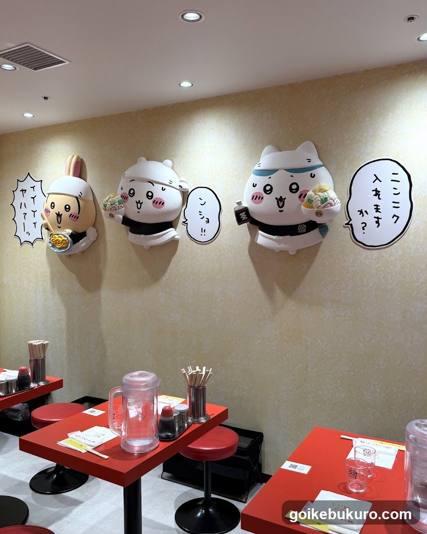 Chiikawa-themed restaurant interior