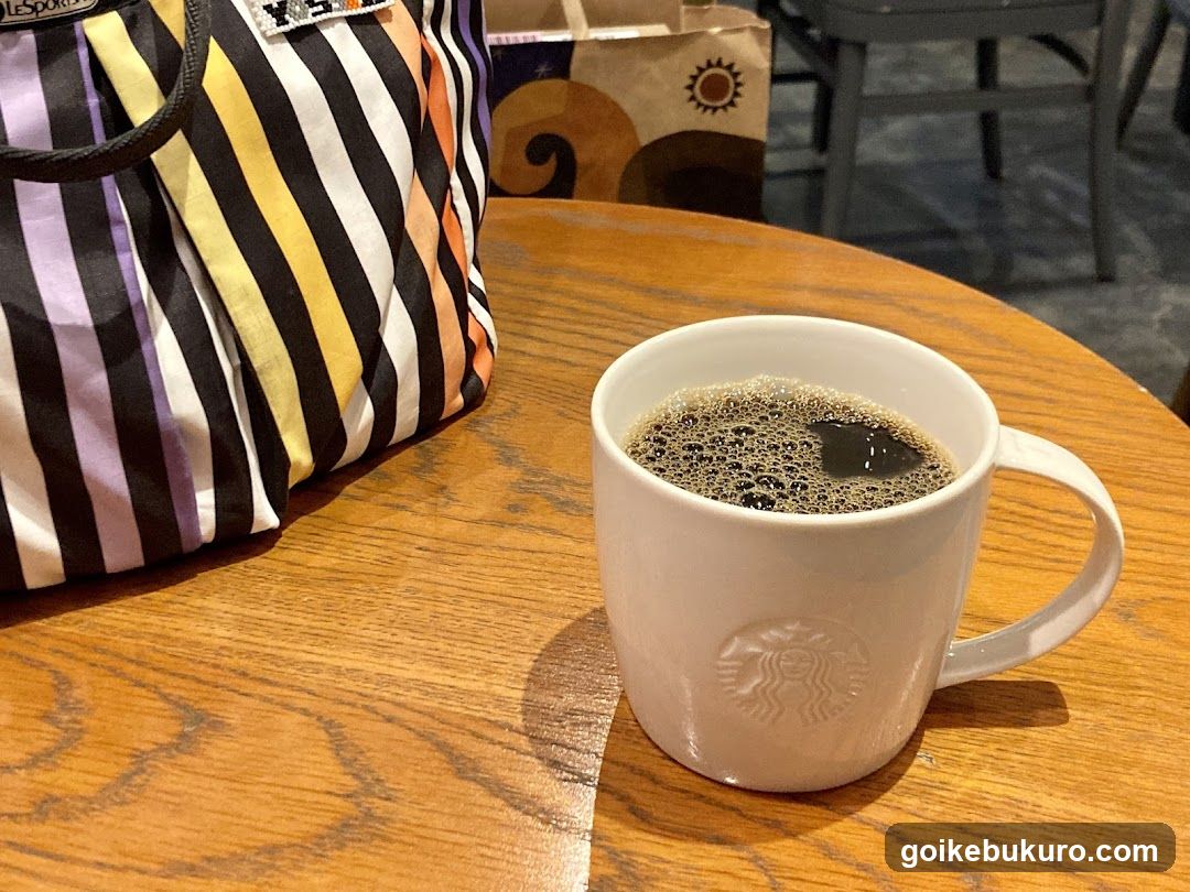 Coffee and Bag on Wooden Table