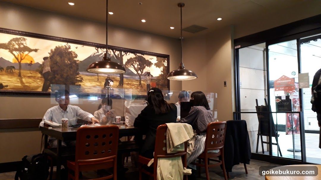 Interior of a cafe with patrons dining