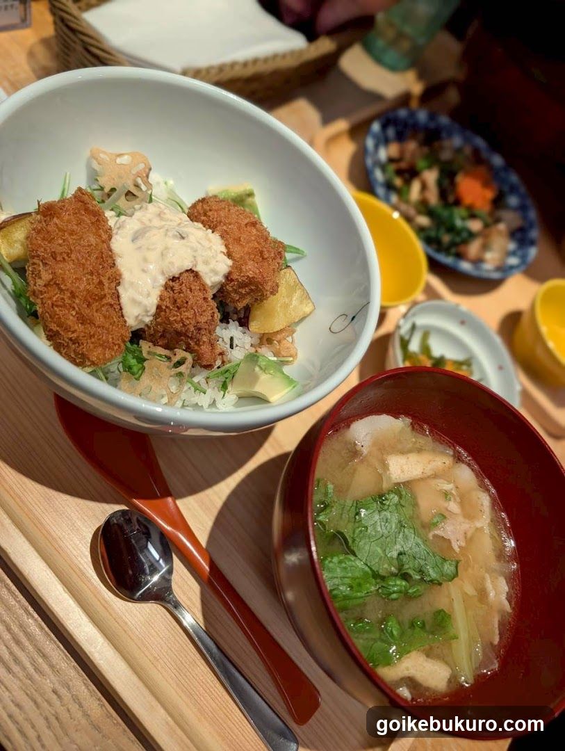 Japanese Meal with Fried Chicken and Soup