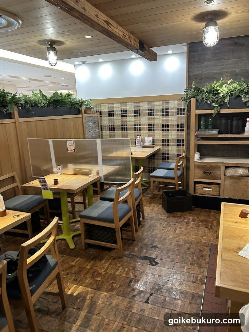 Restaurant Interior with Wooden Tables and Chairs