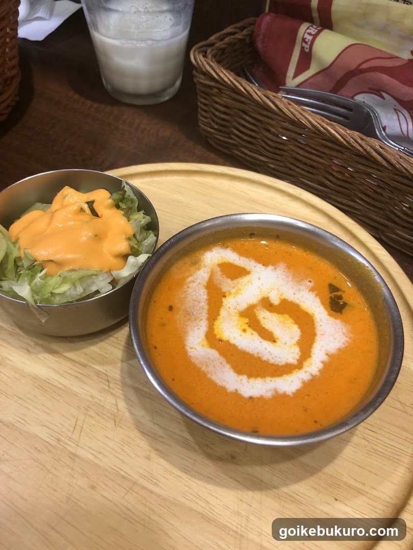 Soup and Salad on Wooden Tray
