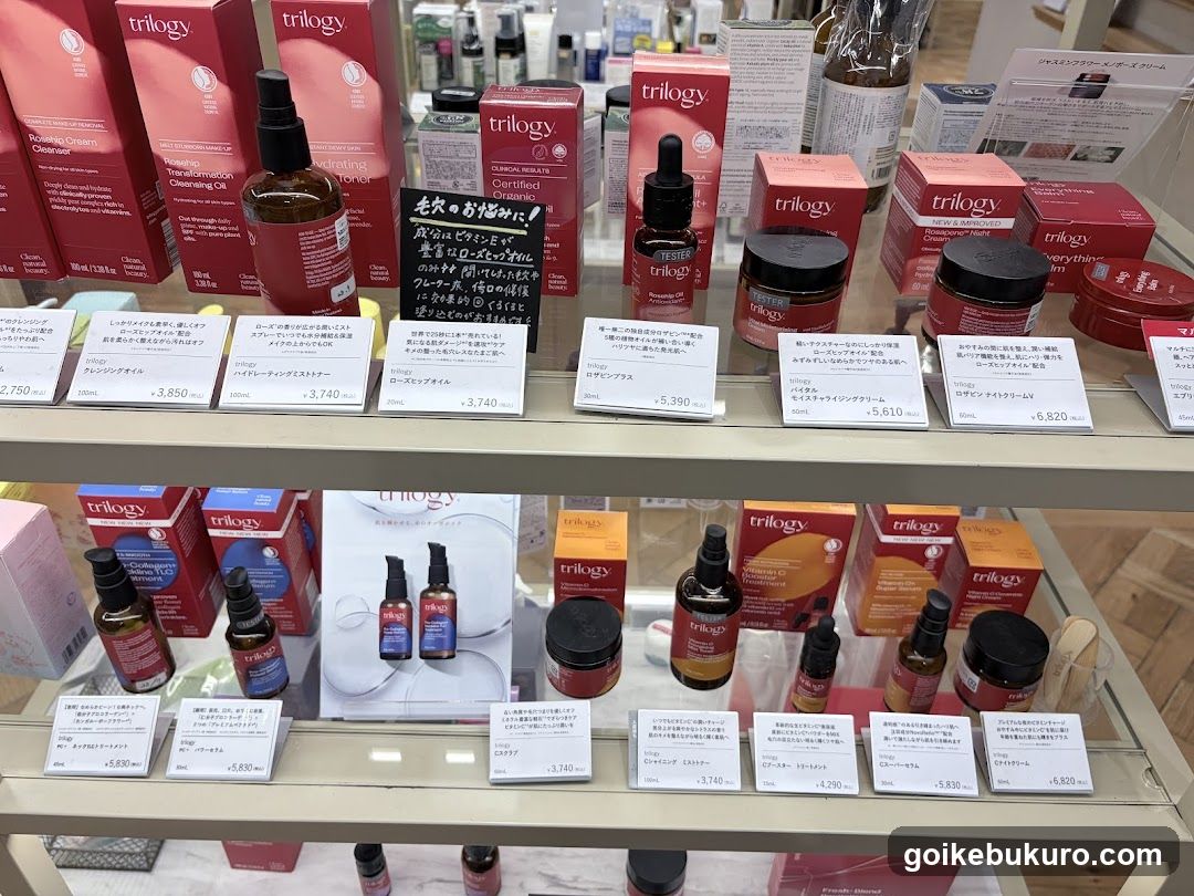 trilogy skincare display
