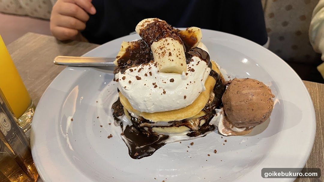 Banana Pancake Stack with Ice Cream