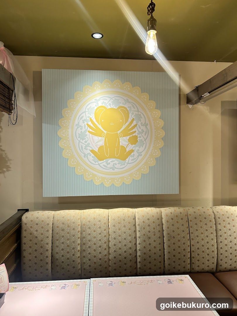 Interior of a cafe or restaurant with decorative wall art