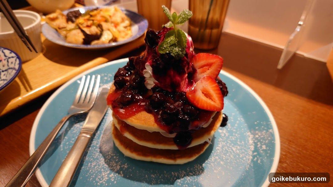 Berry Pancakes with Fresh Strawberries and Mint
