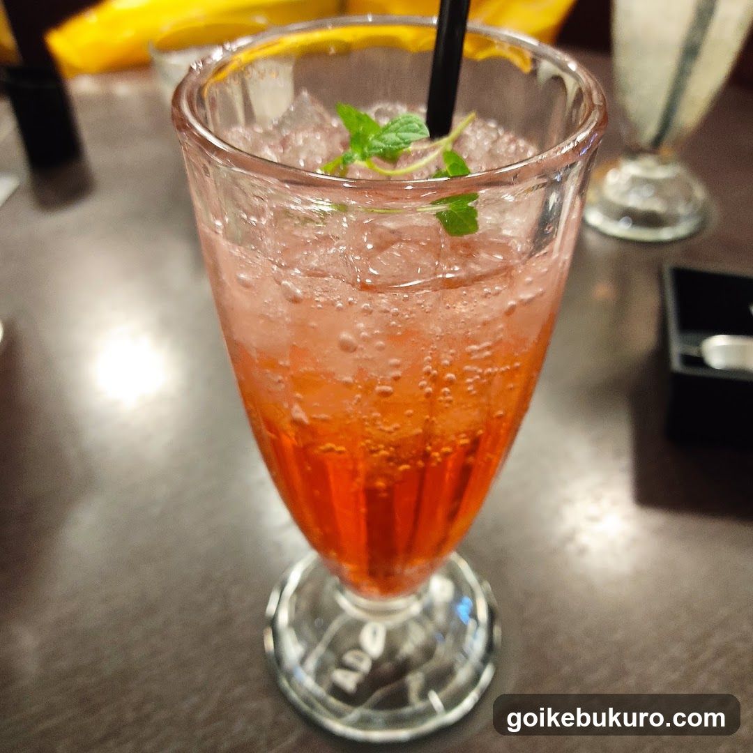 Red Cocktail with Mint Garnish