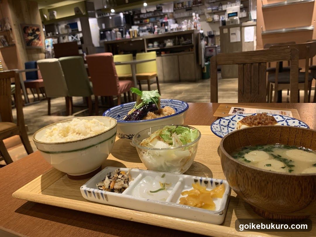 Japanese Restaurant Interior with Meal Spread
