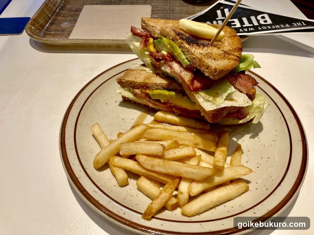 Bacon Avocado Club Sandwich with Fries