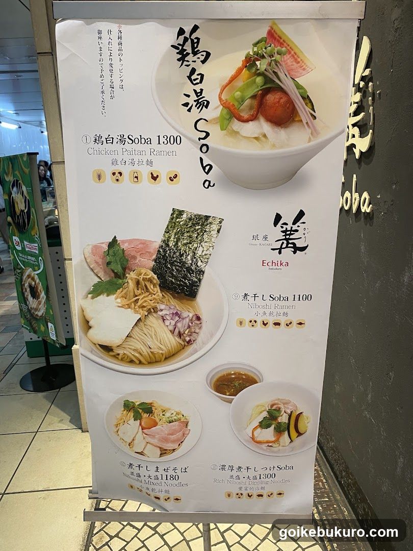 Echika Ramen & Soba Menu Board
