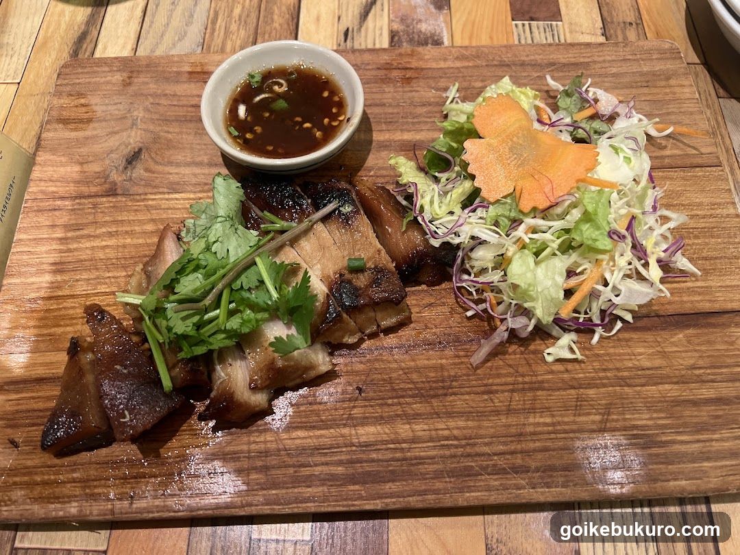 Grilled Pork with Salad and Sauce