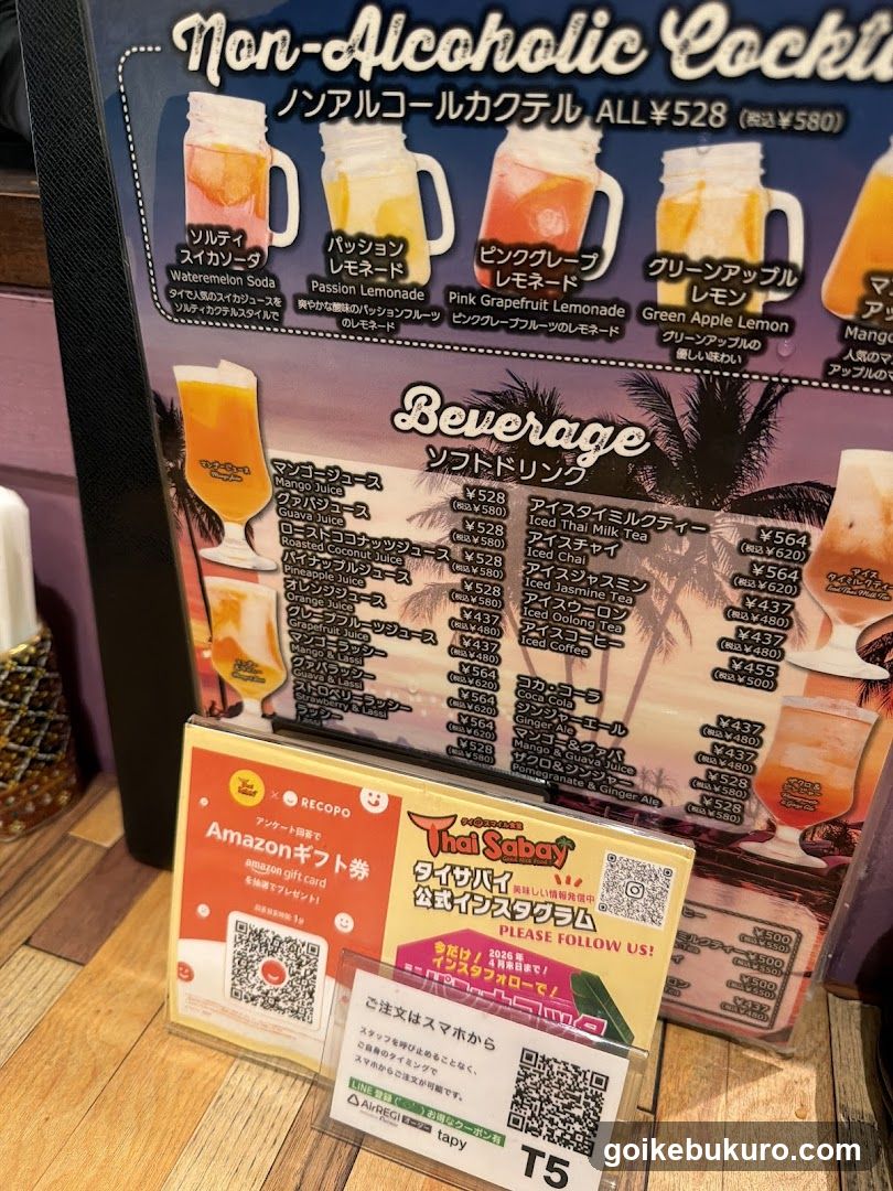 Non-Alcoholic Cocktails and Beverages Menu