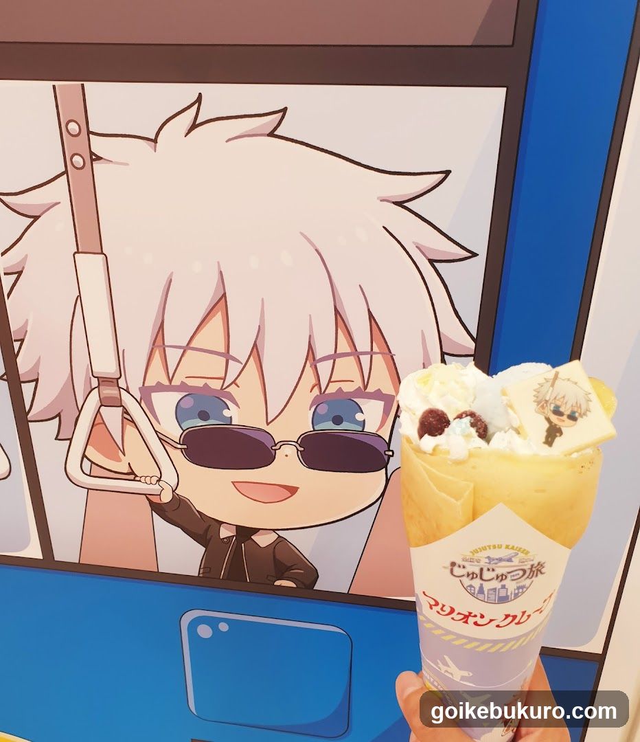 Character-themed crepe with chibi character poster